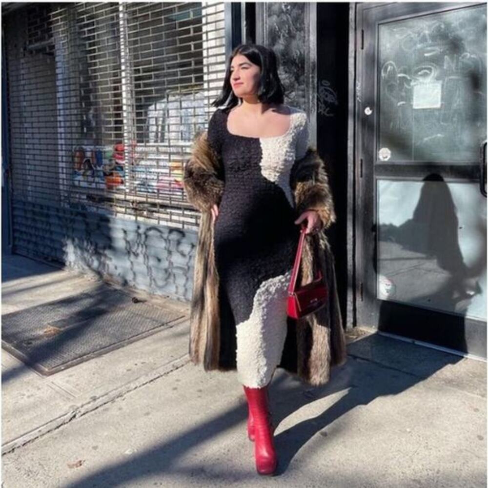 Mara Hoffman The Amy Popcorn Bodycon Midi Dress Black and White Size XL‎ - Picture 14 of 15